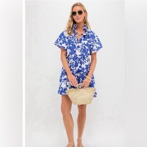 New HYACINTH HOUSE Tuckernuck Blue and White Floral Dress